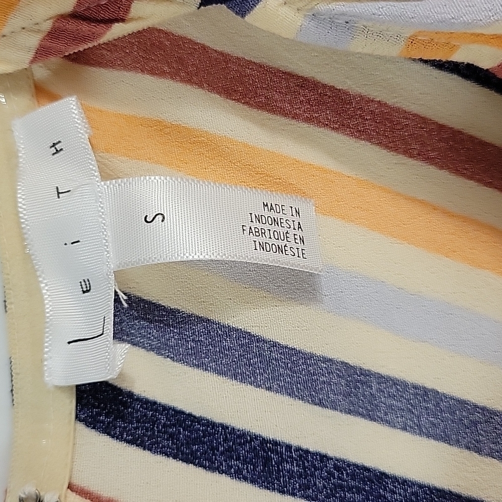 Leith Flutter Sleeve Multicolored Stripe Cutout T… - image 7